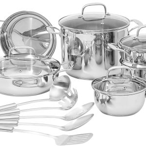 Amazon Basics Stainless Steel Cookware 15-Piece Set