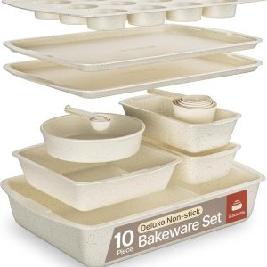 White Marble 10-Piece Bakeware Sets